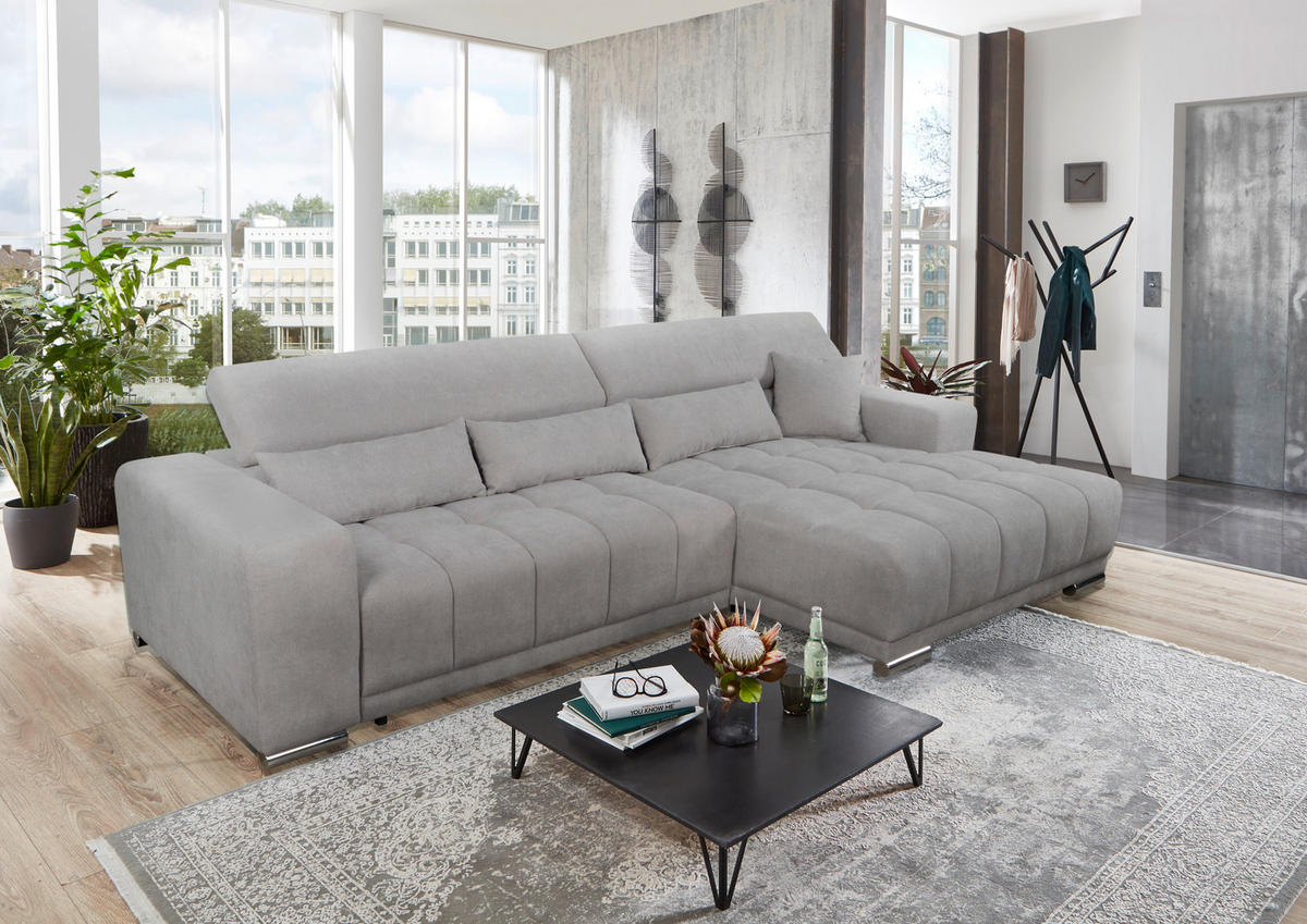 Ecksofa hellgrau Microfaser B/H/T: ca. 310x95x171 cm Rico_0_(2SL-OTR)_Ecksofa - hellgrau/Chrom (310,00/95,00/171,00cm)