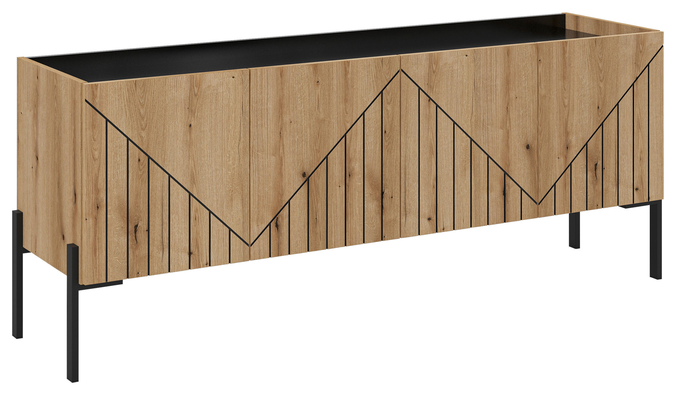 TV-Lowboard Neo Evoke Oak Nachbildung schwarz B/H/T: ca. 153x62x40 cm Neo - schwarz (153,00/62,00/40,00cm) - xonox.home