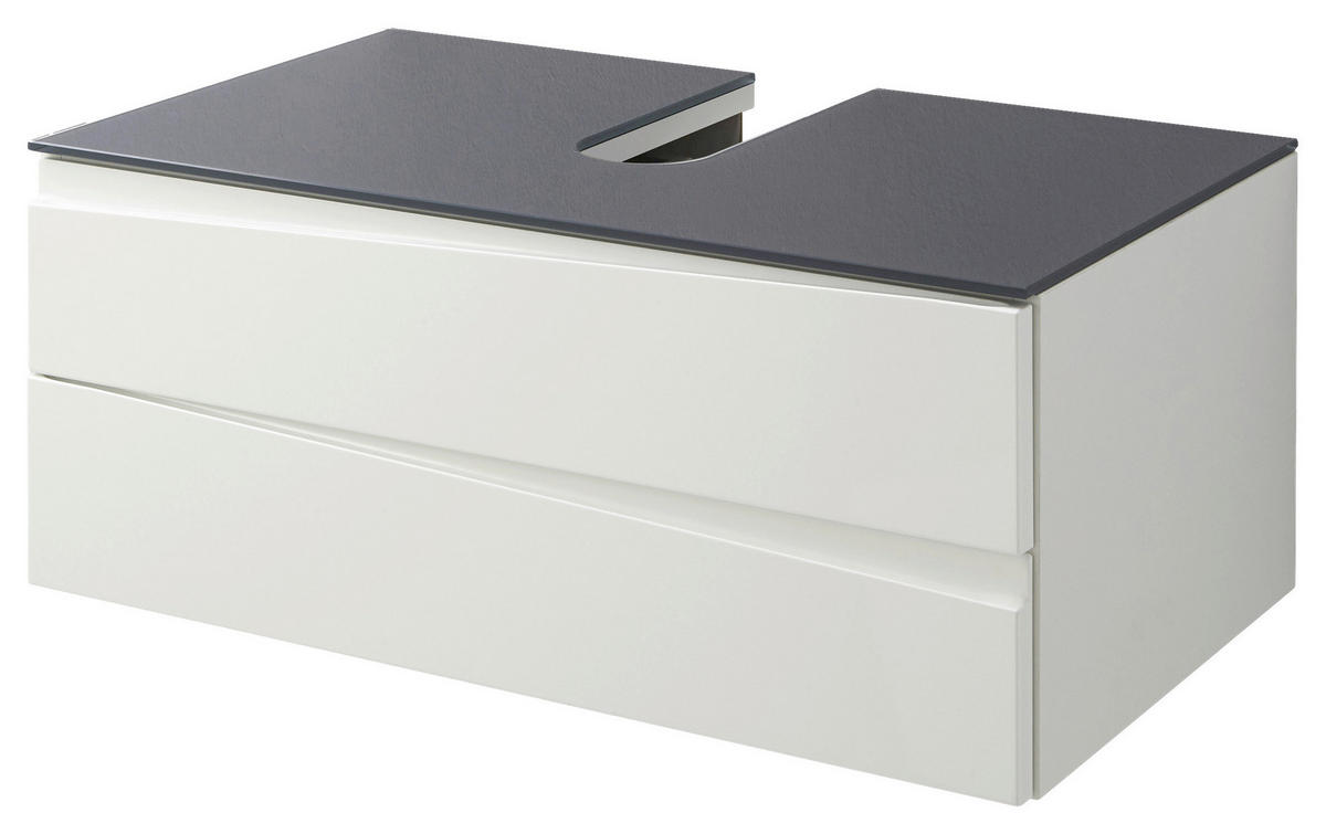 Waschplatz SHAPE grau weiß Hochglanz B/H/T: ca. 80x33x47 cm SHAPE - weiß/grau (80,00/33,00/47,00cm) - byLIVING