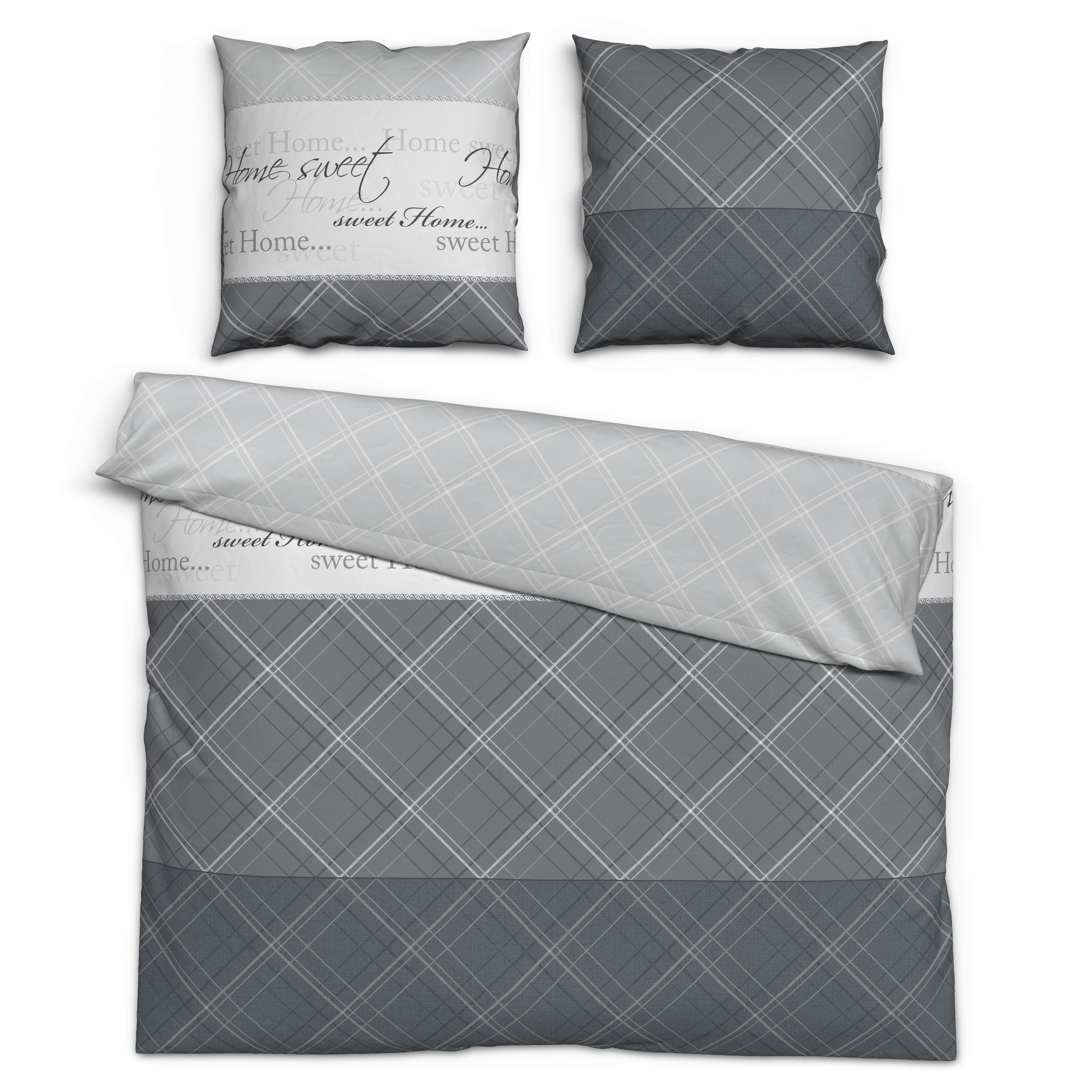 Baumwoll Bettwäsche Renforce Bettwäsche_Renforce Home_sweet - grau (200,00/200,00cm)