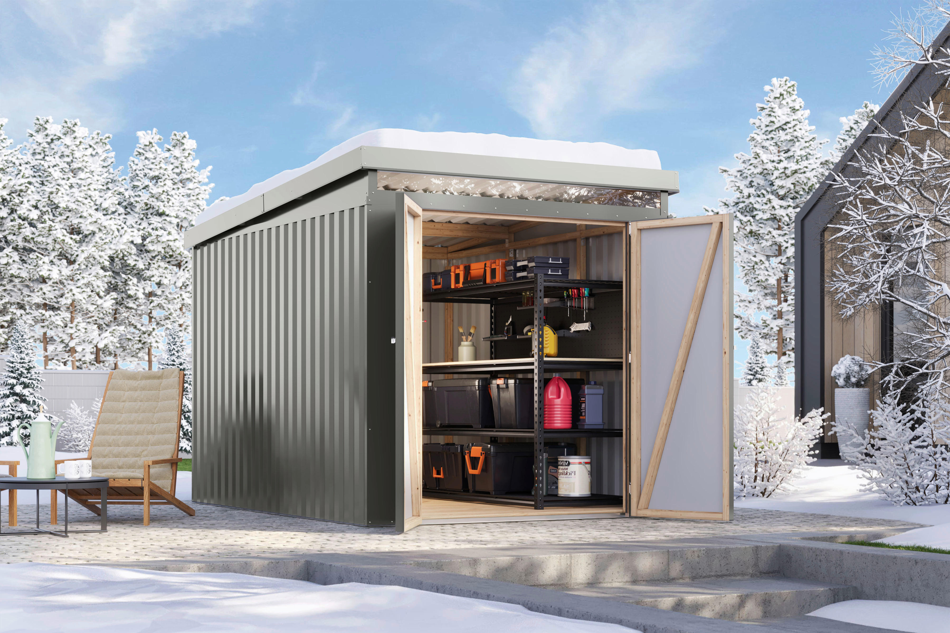 Karibu Gartenhaus IIndra 2,5 grau B/H/T: ca. 206x213x289 cm IIndra 2,5 - grau (206,00/213,00/289,00cm) - Karibu