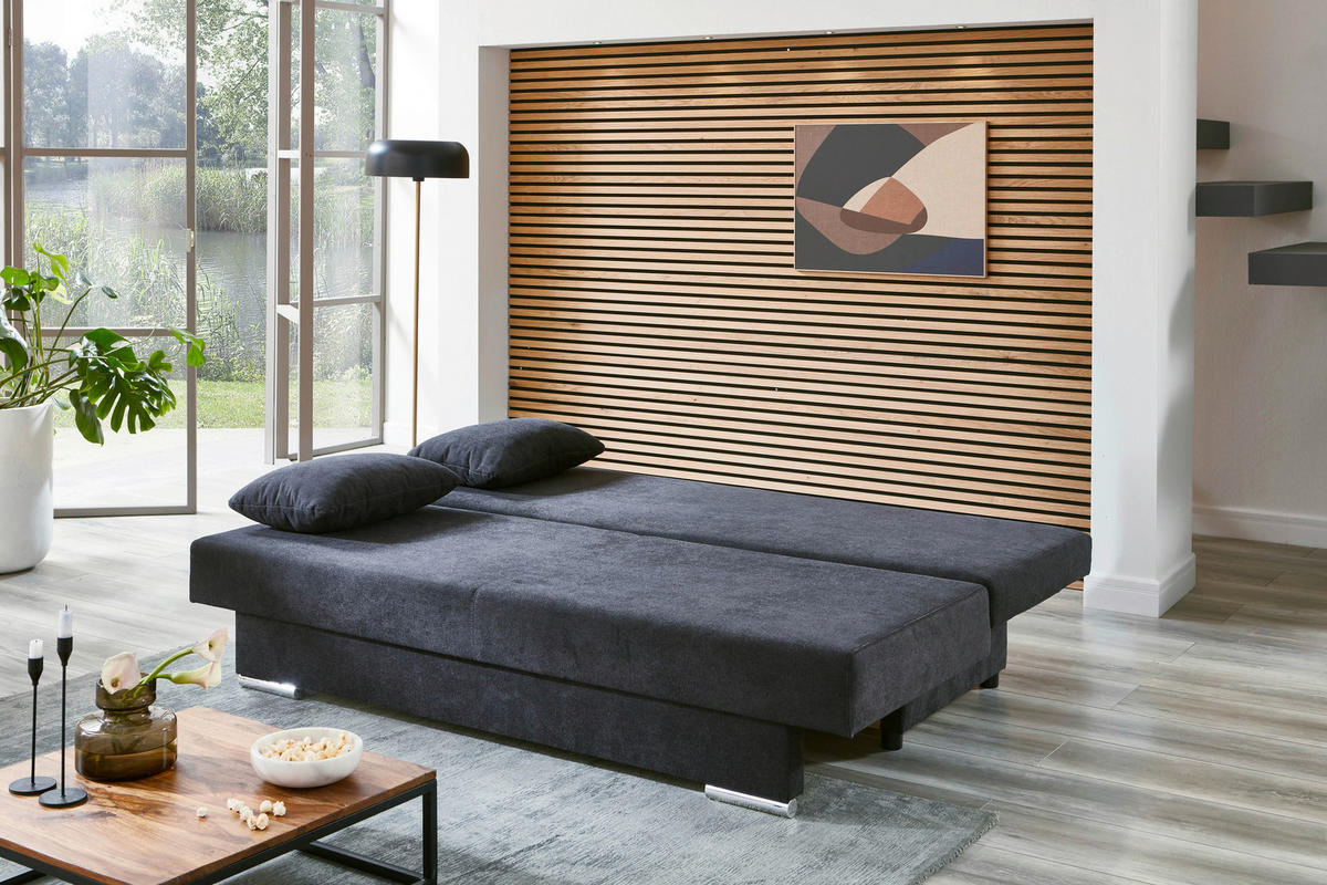 Schlafsofa Grenoble anthrazit B/H/T: ca. 190x80x50 cm Grenoble - Chrom/anthrazit (190,00/80,00/50,00cm)