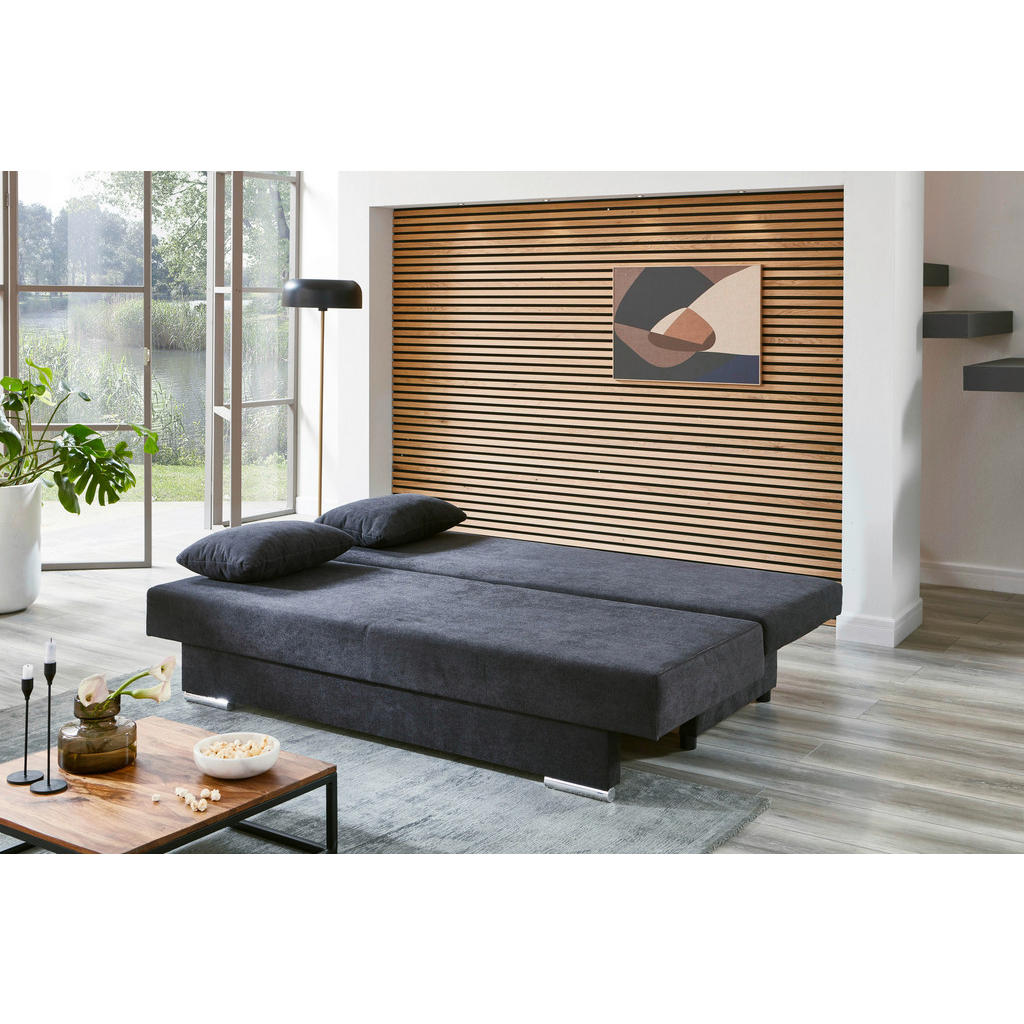 Thumbnail - Schlafsofa Grenoble anthrazit Microfaser B/H/T: ca. 190x80x50 cm