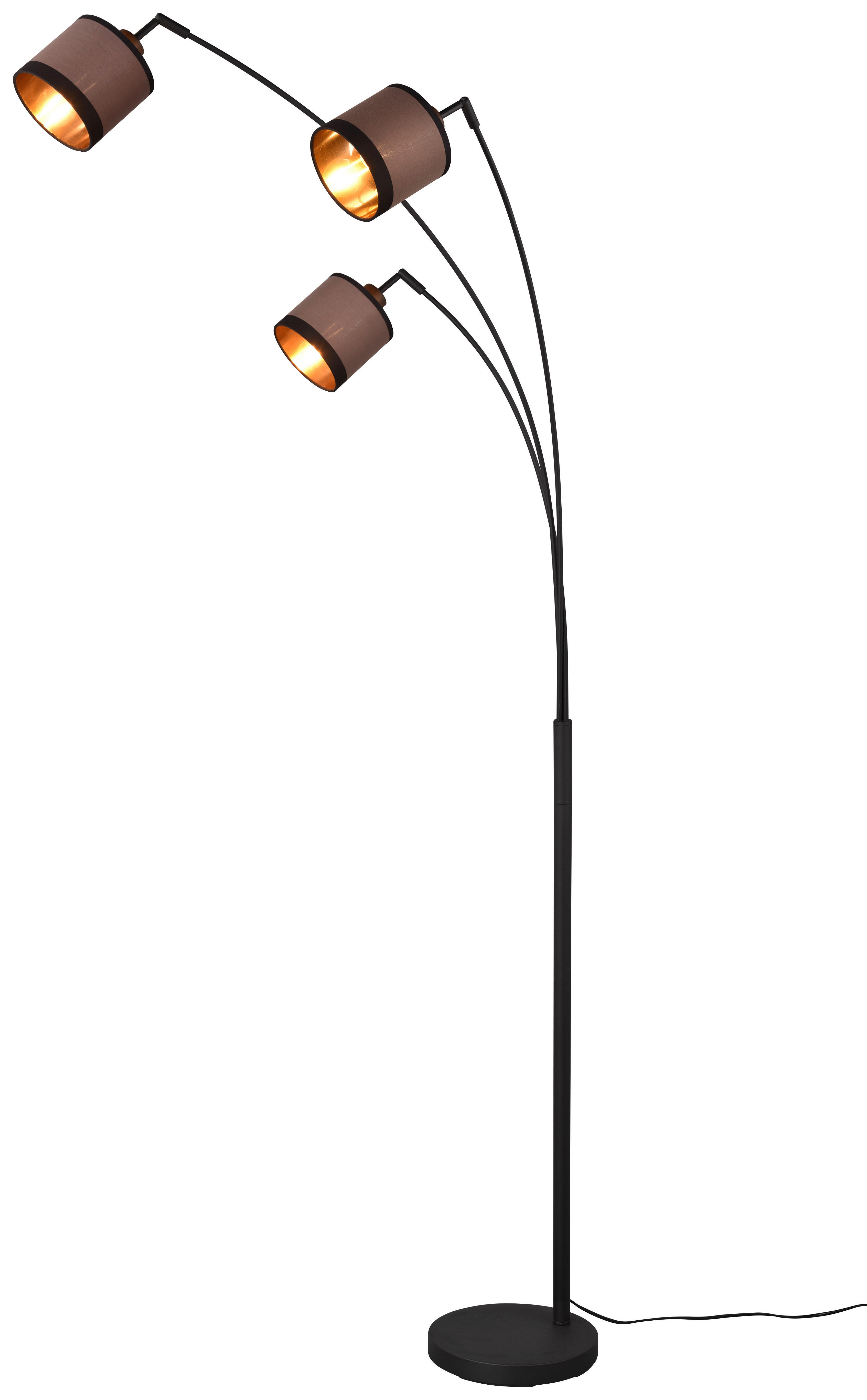 Reality Stehleuchte R41553041 Davos schwarz taupe Metall Stoff H/D: ca. 185x12 cm E14 3 Brennstellen Davos - schwarz/taupe (12,00/185,00cm) - Reality