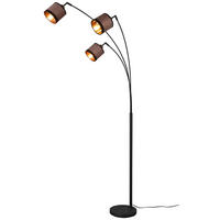 Reality Stehleuchte R41553041 Davos schwarz taupe Metall Stoff H/D: ca. 185x12 cm E14 3 Brennstellen Davos - schwarz/taupe (12,00/185,00cm) - Reality