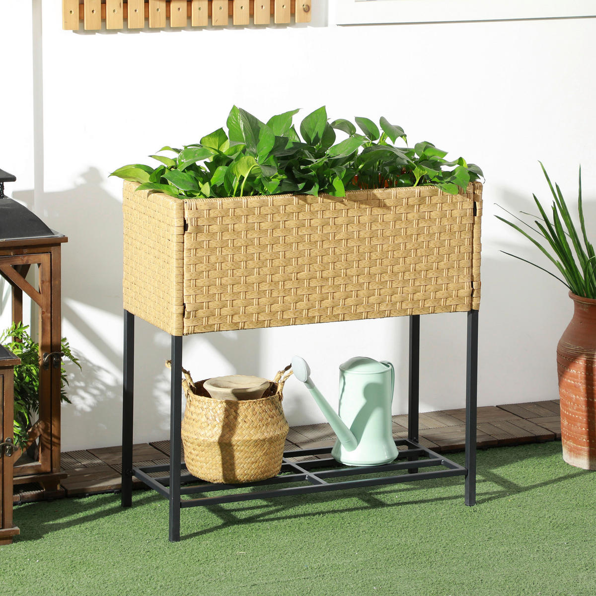 Outsunny Hochbeet sand Metall B/H/L: ca. 30x70x70 cm Hochbeet - sand (70,00/30,00/70,00cm) - Outsunny