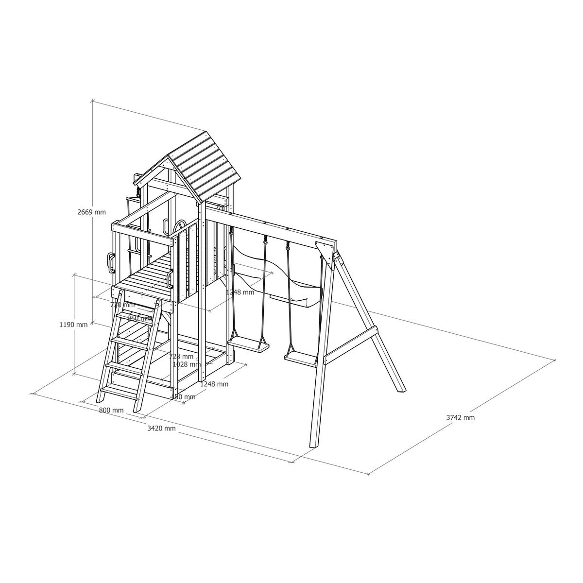 AXI Spielturm Moos braun B/H/L: ca. 342x267x375 cm Moos - braun/grau (375,00/342,00/267,00cm) - AXI