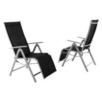 VCM Sonnenliege-Set schwarz Textilene B/H/T: ca. 59x113x74 cm Sonnenliegeset - hellgrau/schwarz (59,00/113,00/74,00cm) - VCM