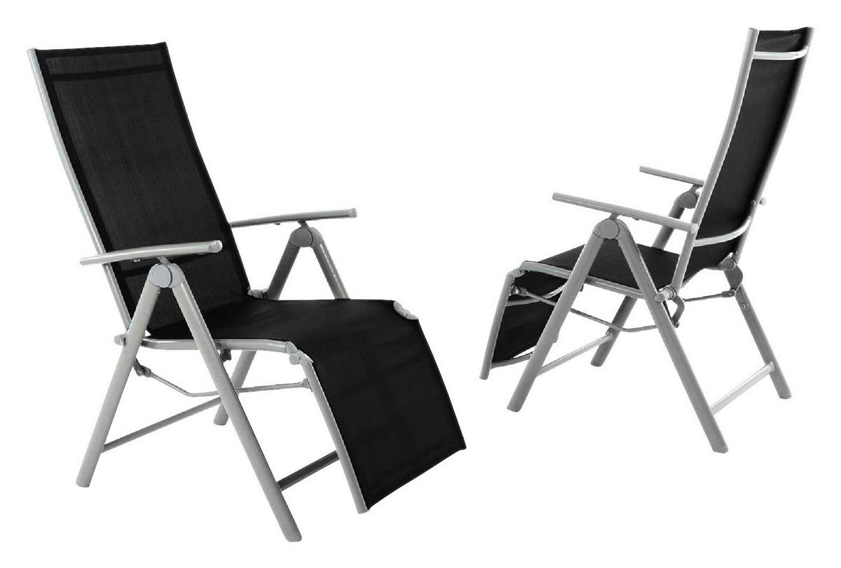 VCM Sonnenliege-Set schwarz Textilene B/H/T: ca. 59x113x74 cm Sonnenliegeset - hellgrau/schwarz (59,00/113,00/74,00cm) - VCM