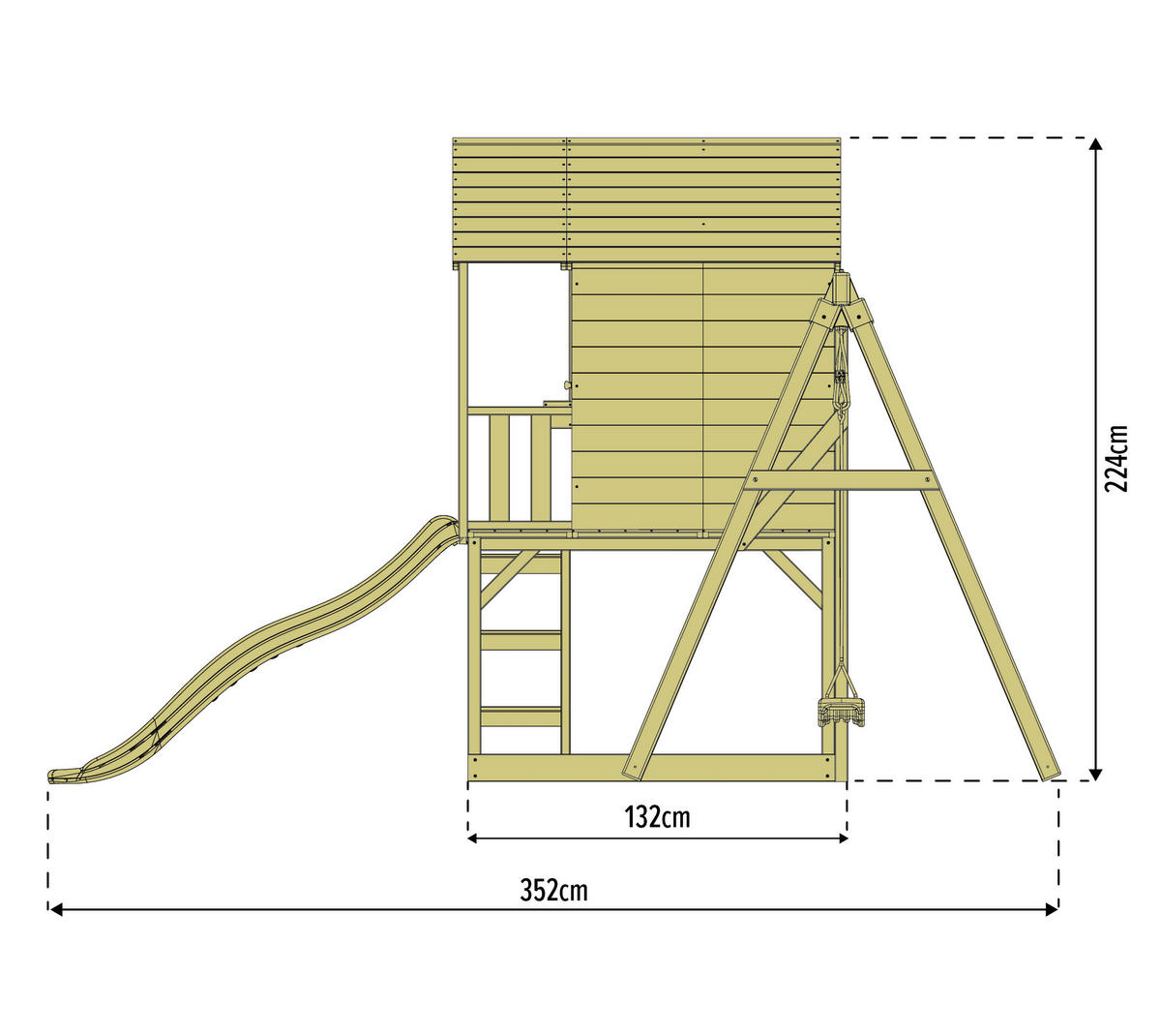 Zwerkules Spielhaus Holli weiß B/H/L: ca. 280x224x352 cm Holli - weiß/natur (352,00/280,00/224,00cm) - Zwerkules