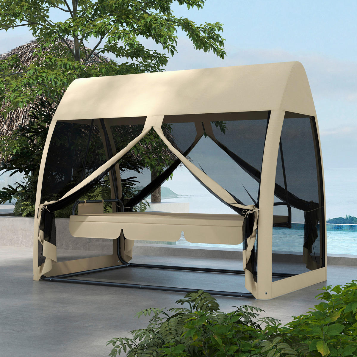 Outsunny Hollywoodschaukel kaffee Metall B/H/L: ca. 140x197x240 cm Hollywoodschaukel - kaffee (240,00/140,00/197,00cm) - Outsunny