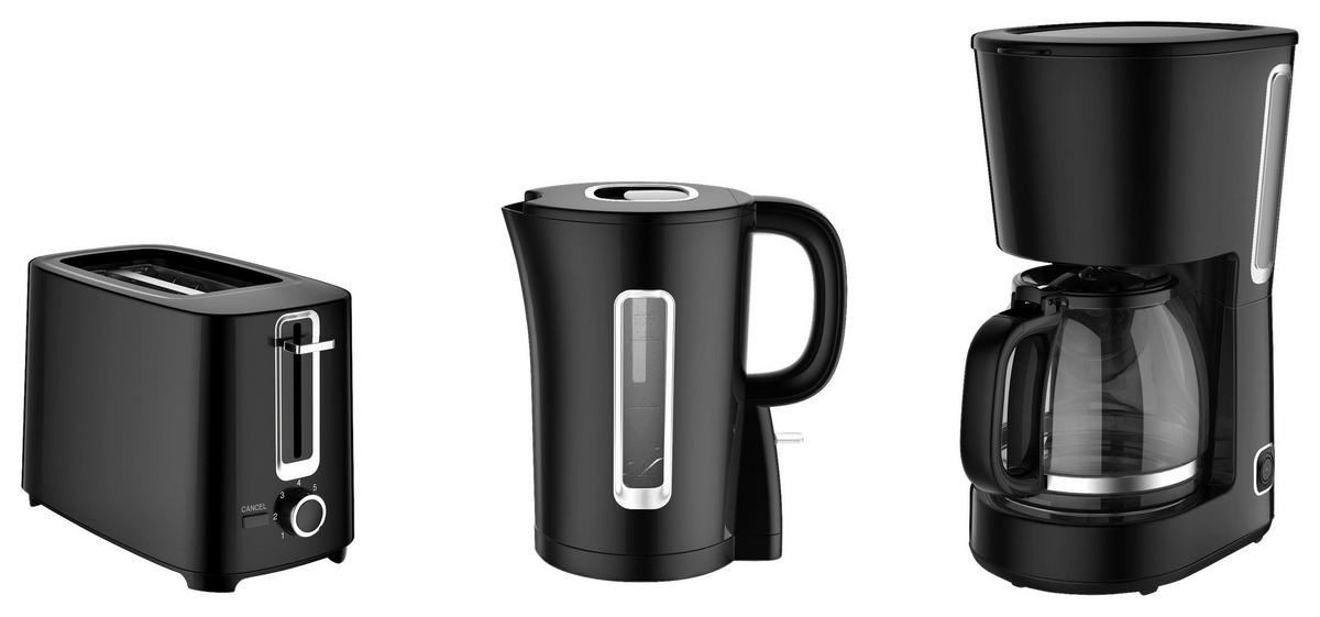 POCOline Küchenstarterset schwarz Kunststoff B/H/L: ca. 52x36x30 cm Frühstücksset_Küchentrio_3tlg. - schwarz (30,00/52,00/36,00cm) - POCOline