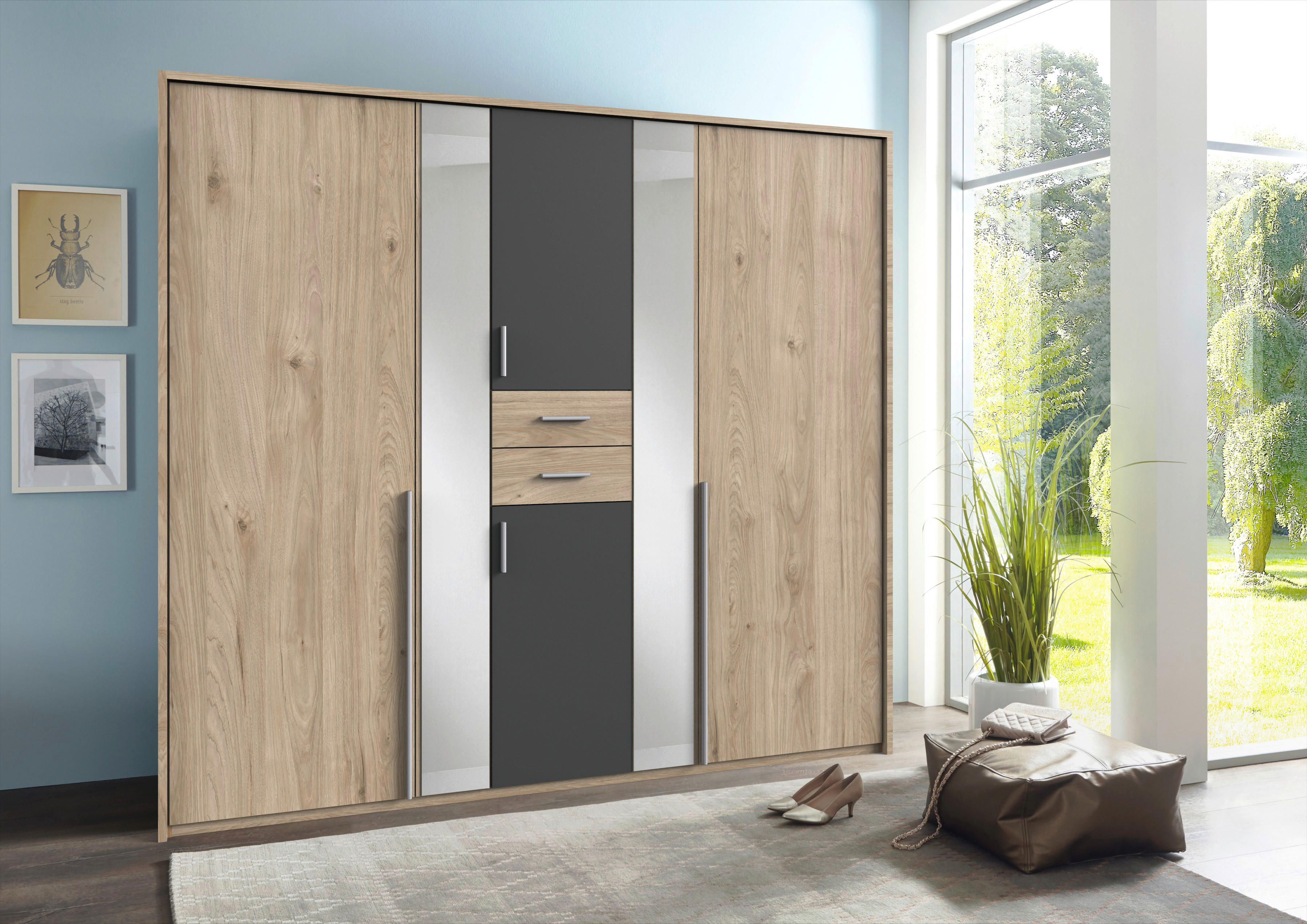 Kleiderschrank Vanea Oak Jackson Hickory Nachbildung Graphit B/H/T: ca. 225x208x58 cm Vanea - Graphit/Oak (225,00/208,00/58,00cm)