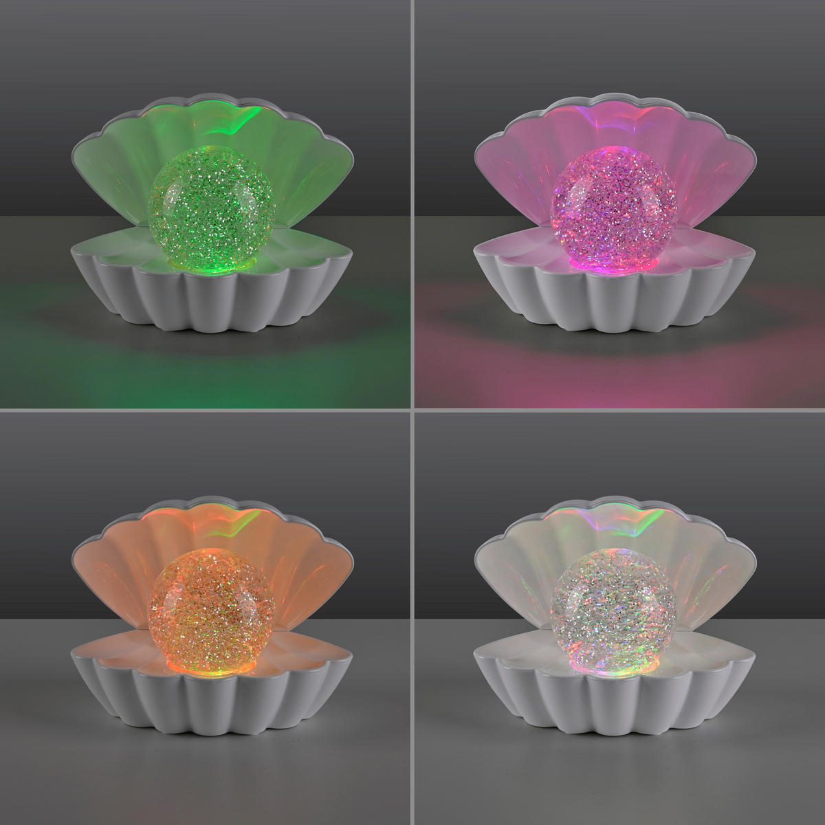 Just Light LED-Dekoleuchte weiß Kunststoff B/H/D: ca. 18x13x14,8 cm LED-Dekoleuchte_Muschel - weiß (14,80/13,00cm) - Just Light