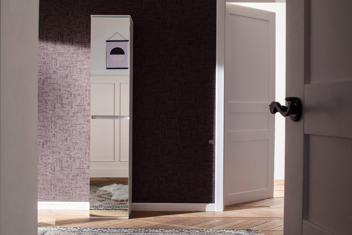 Garderobenschrank Mirror weiß B/H/T: ca. 37x191x34 cm Mirror - weiß (37,00/191,00/34,00cm) - Trendteam