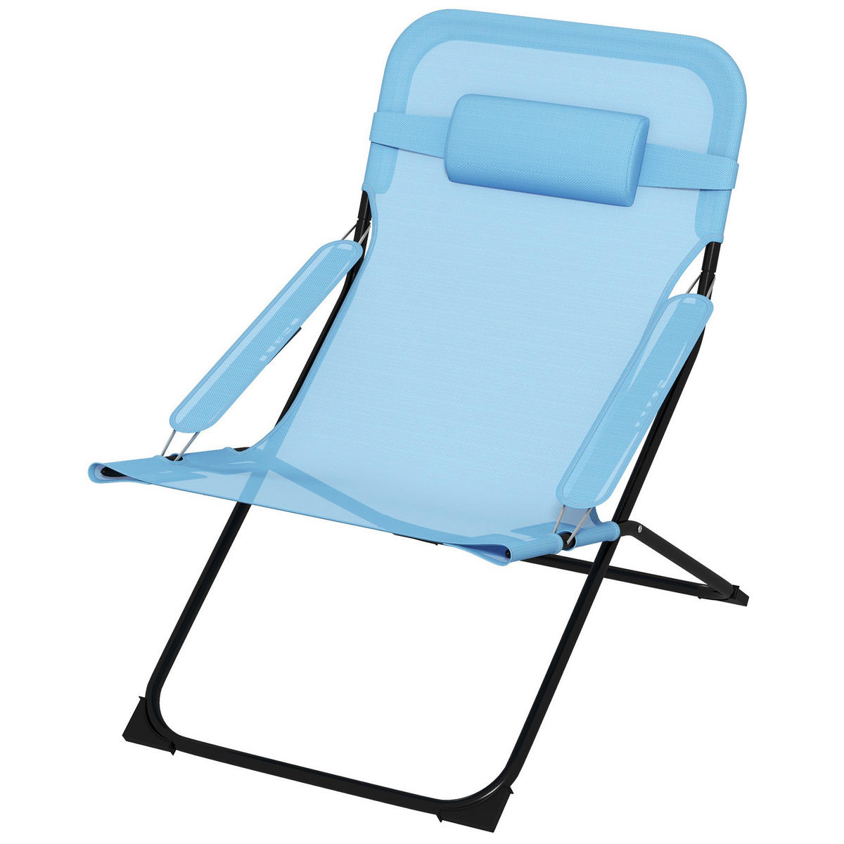 Outsunny Klappstuhl blau Edelstahl B/H/L: ca. 91x69x96 cm Klappstuhl - blau (96,00/91,00/69,00cm) - Outsunny