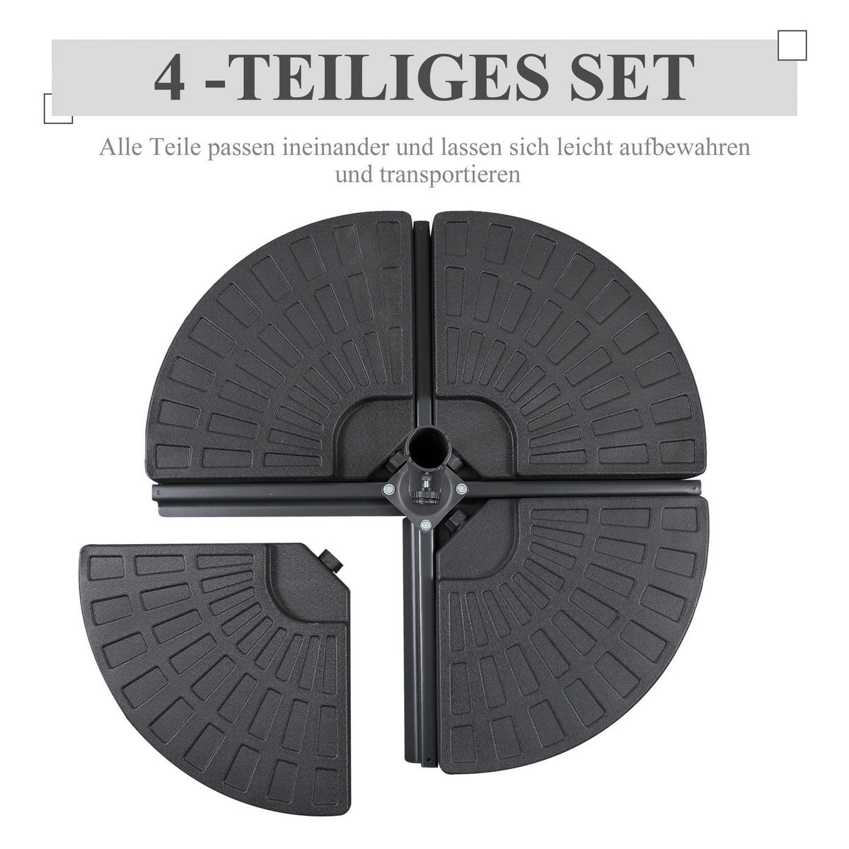Outsunny Schirmständer mit 4 Teilen Schirmständer_mit_4Teilen - schwarz (48,00/48,00/8,00cm) - Outsunny