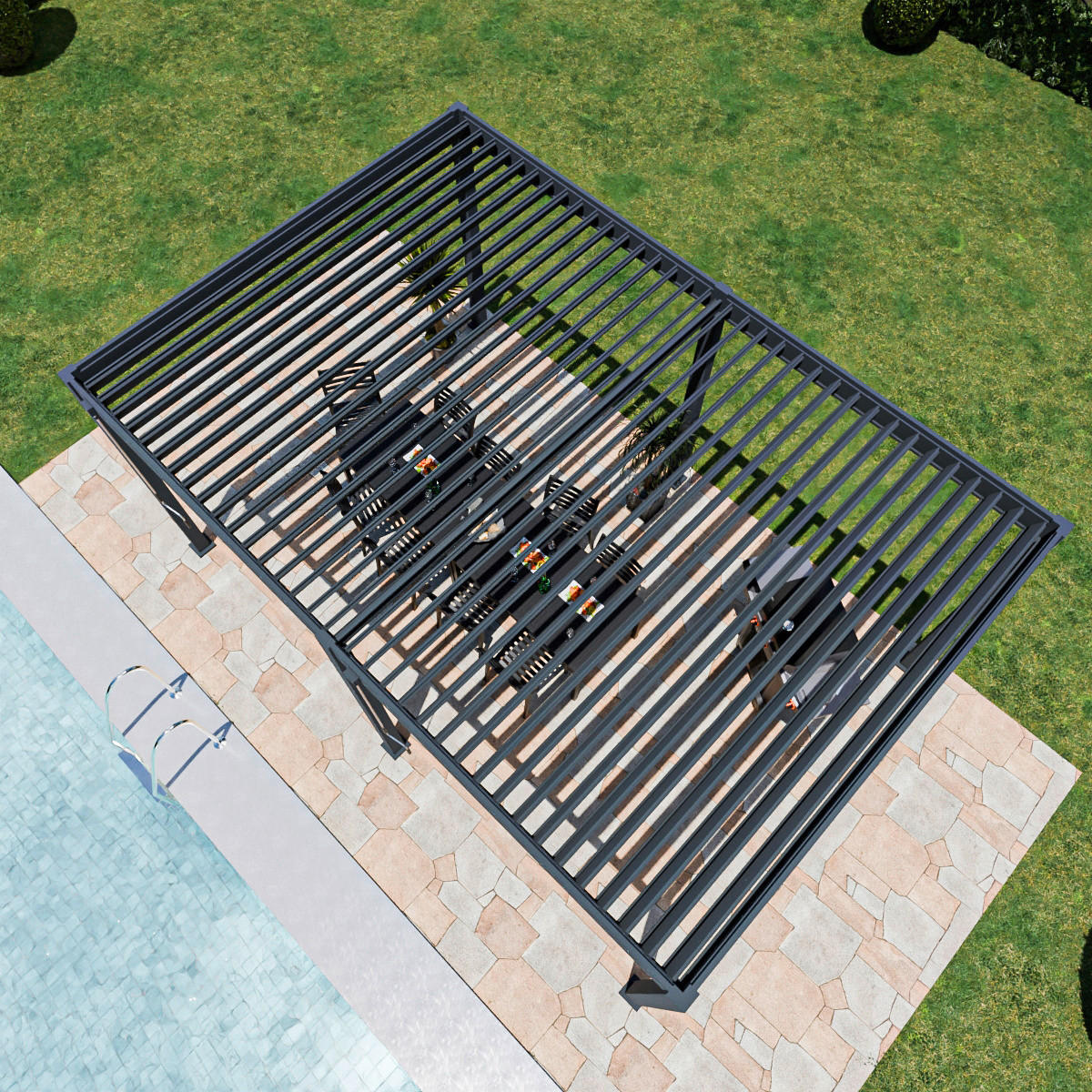 PergoLine Pergola Superior anthrazit Aluminium B/H/L: ca. 530x255x360 cm Superior - anthrazit (360,00/530,00/255,00cm) - PergoLine