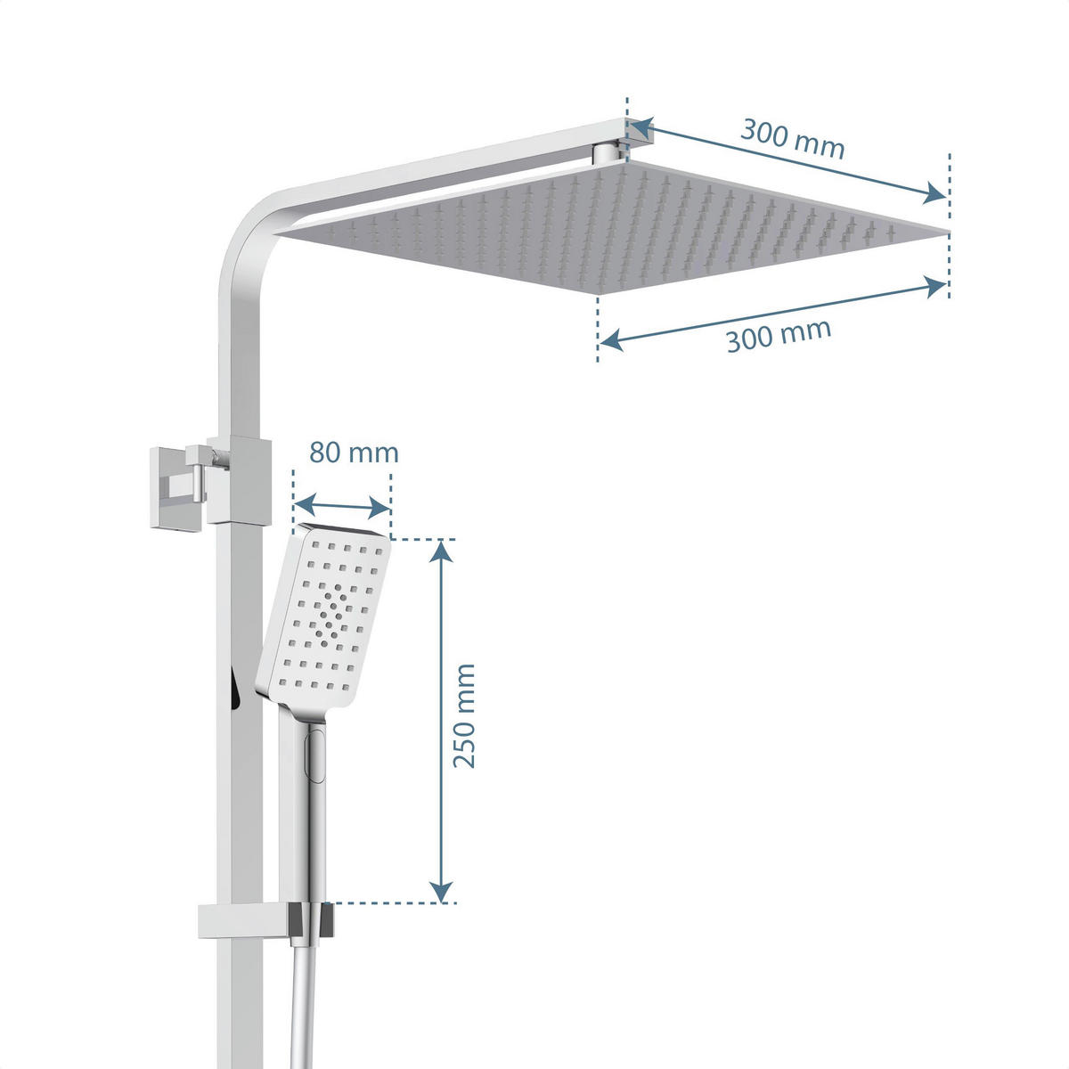 Überkopf-Brauseset mit Thermostatarmatur OCEAN Chrom B/H/T: ca. 47x88,5x10,6 cm OCEAN - weiß/Chrom (47,00/88,50/10,60cm) - SCHÜTTE