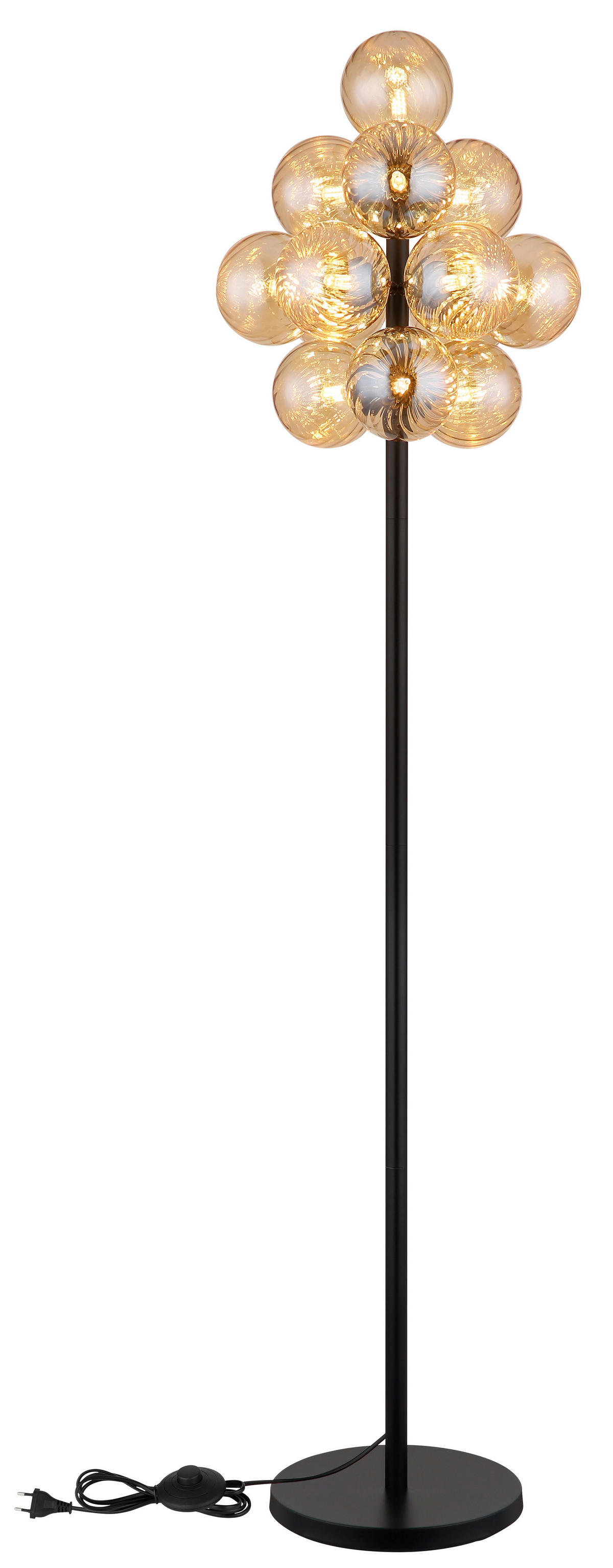 GLOBO LED-Stehleuchte amber schwarz Metall Glas H/D: ca. 160x39,5 cm 13 Brennstellen CONOR - schwarz/amber (39,50/160,00cm) - GLOBO