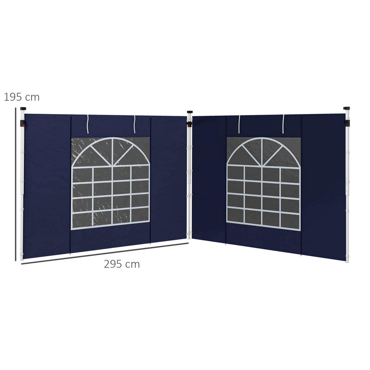 Outsunny Pavillon-Seitenwände blau Polyester H/L: ca. 195x295 cm Pavillon-Seitenwände - blau (295,00cm) - Outsunny