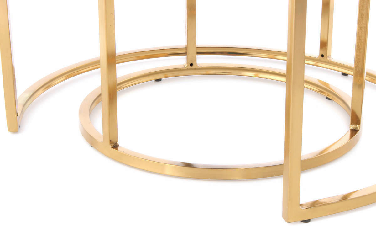 360 Living Hocker Myla 100 2er-Set taupe gold Samt Metall H/D: ca. 41x60 cm Myla 100 2er-Set - gold/taupe (60,00/41,00cm) - 360 Living