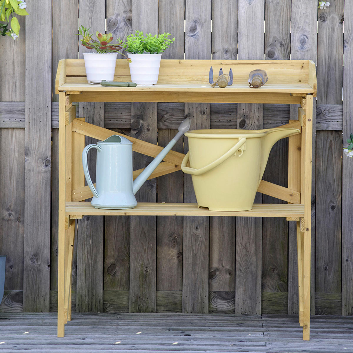 Outsunny Pflanztisch natur B/H/T: ca. 40x84x80 cm ca. 40 kg Pflanztisch 845-669 - natur (40,00/84,00/80,00cm) - Outsunny