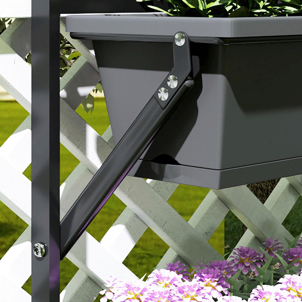 Outsunny Pflanzentopf Set dunkelgrau Kunststoff B/H/L: ca. 42x100x56 cm Pflanzentopf Set - dunkelgrau (56,00/42,00/100,00cm) - Outsunny