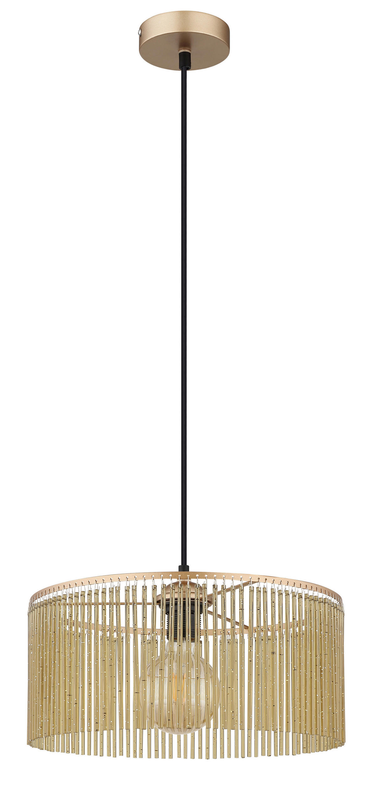 GLOBO Pendelleuchte LEEDS 33080145 schwarz gold amber Kunststoff Metall H/D: ca. 135x35 cm E27 1 Brennstellen LEEDS - gold/schwarz (35,00/135,00cm) - GLOBO