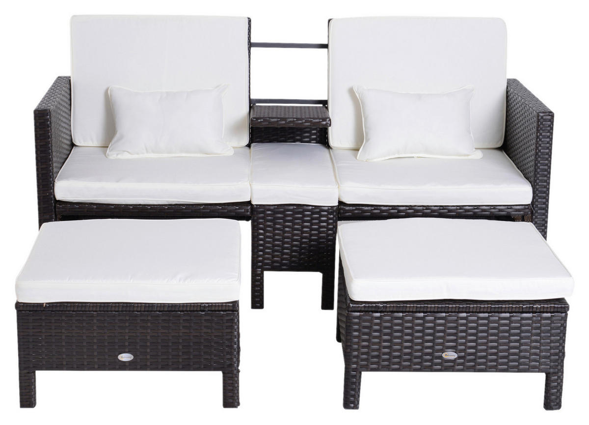 Outsunny Loungeset schwarz Polyrattan Loungeset_3tlg. - weiß/schwarz - Outsunny