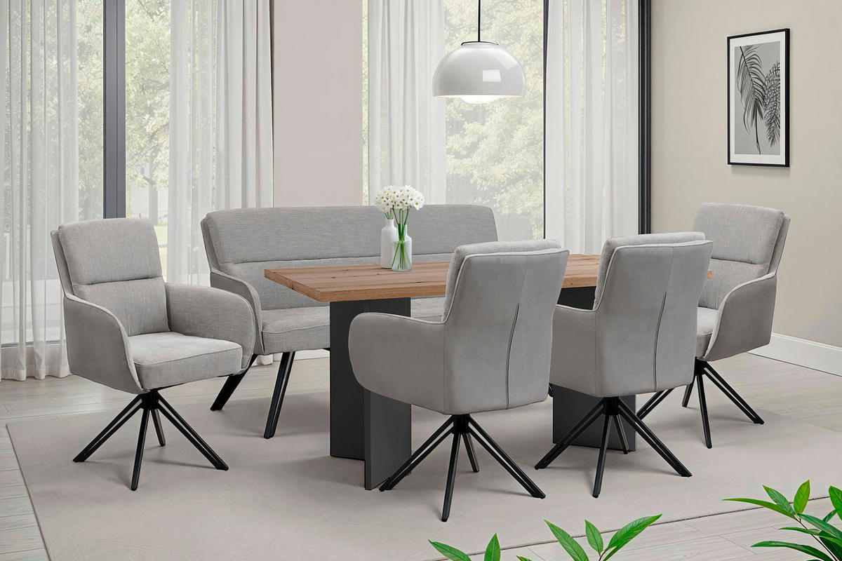 Stuhl TINO schwarz grau Metall Microfaser B/H/T: ca. 62x94x70 cm TINO - schwarz/grau (62,00/94,00/70,00cm) - byLIVING