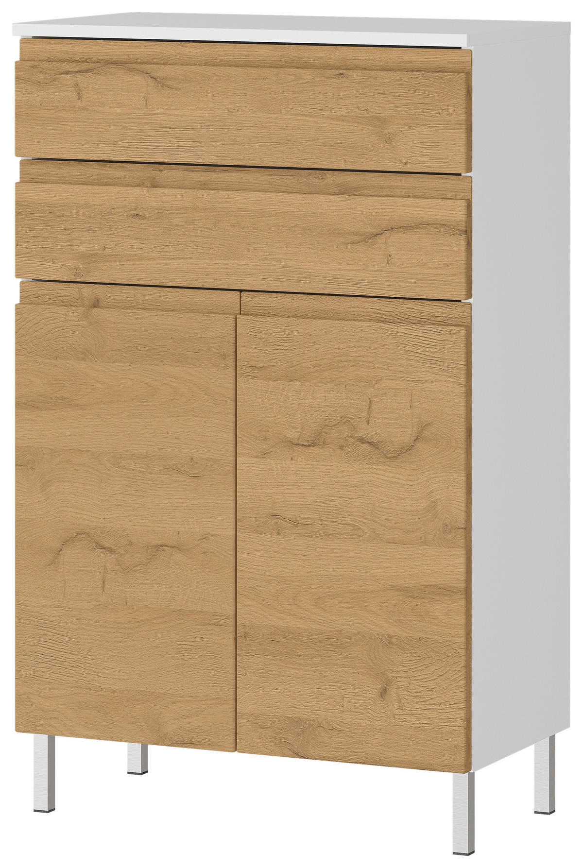 Kommode 4332-559 weiß Eiche Grand-Son Nachbildung B/H/T: ca. 60x97x34 cm 4332-559 - Eiche/weiß (60,00/97,00/34,00cm) - Germania