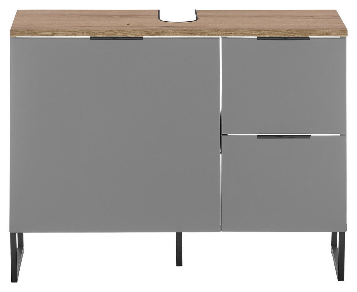Waschbeckenunterschrank Denver grau matt Eiche Evoke Coast Nachbildung B/H/T: ca. 80x60x35 cm Denver - Eiche/grau (80,00/60,00/35,00cm)