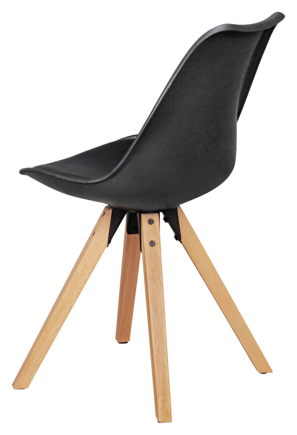 Stuhl 2er-Set schwarz schwarz natur Kunststoff Kunstleder Echtholz B/H/T: ca. 49x87x52 cm 2er-Set - natur/schwarz (49,00/87,00/52,00cm) - Wohnling