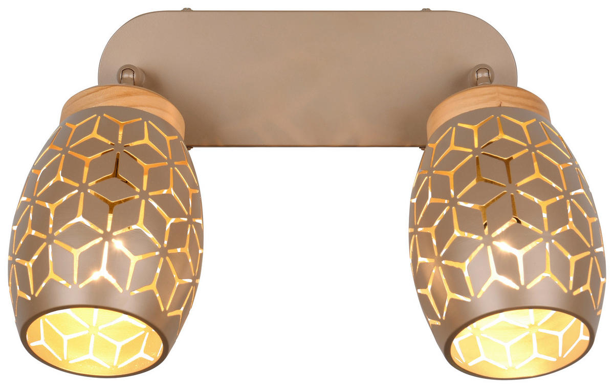 Reality Leuchten Spots kaffee gold Metall B/H/L: ca. 28x27x12 cm E14 2 Brennstellen Spot_Bidar_2 - gold/kaffee (12,00/28,00/27,00cm) - Reality Leuchten