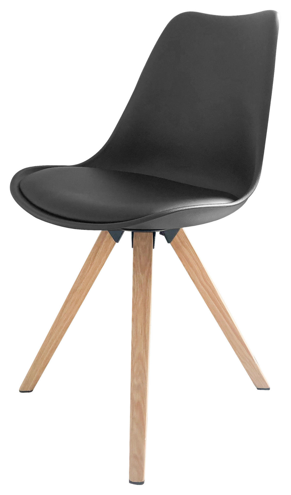 Stuhl KIRA  2er-Set schwarz schwarz Eiche Kunststoff Kunstleder Metall B/H/T: ca. 48x86x55,5 cm KIRA  2er-Set - Eiche/schwarz (48,00/86,00/55,50cm) - byLIVING
