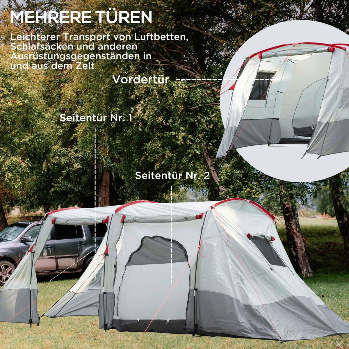 Outsunny Campingartikel B/H/L: ca. 240x510x180 cm Campingzelt - grau (180,00/240,00/510,00cm) - Outsunny