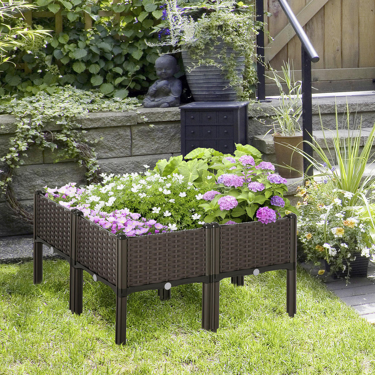 Outsunny Hochbeet kaffee Kunststoff B/H/T: ca. 80x44x80 cm Hochbeet 845-439V01 - kaffee (80,00/44,00/80,00cm) - Outsunny