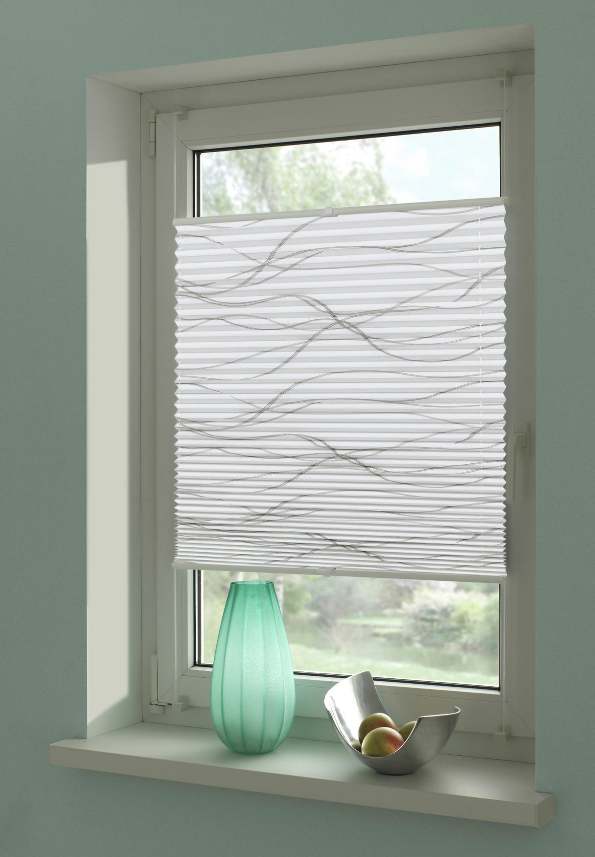 Spannplissee Welle weiß B/L: ca. 50x130 cm Welle - weiß (50,00/130,00cm) - Boviva