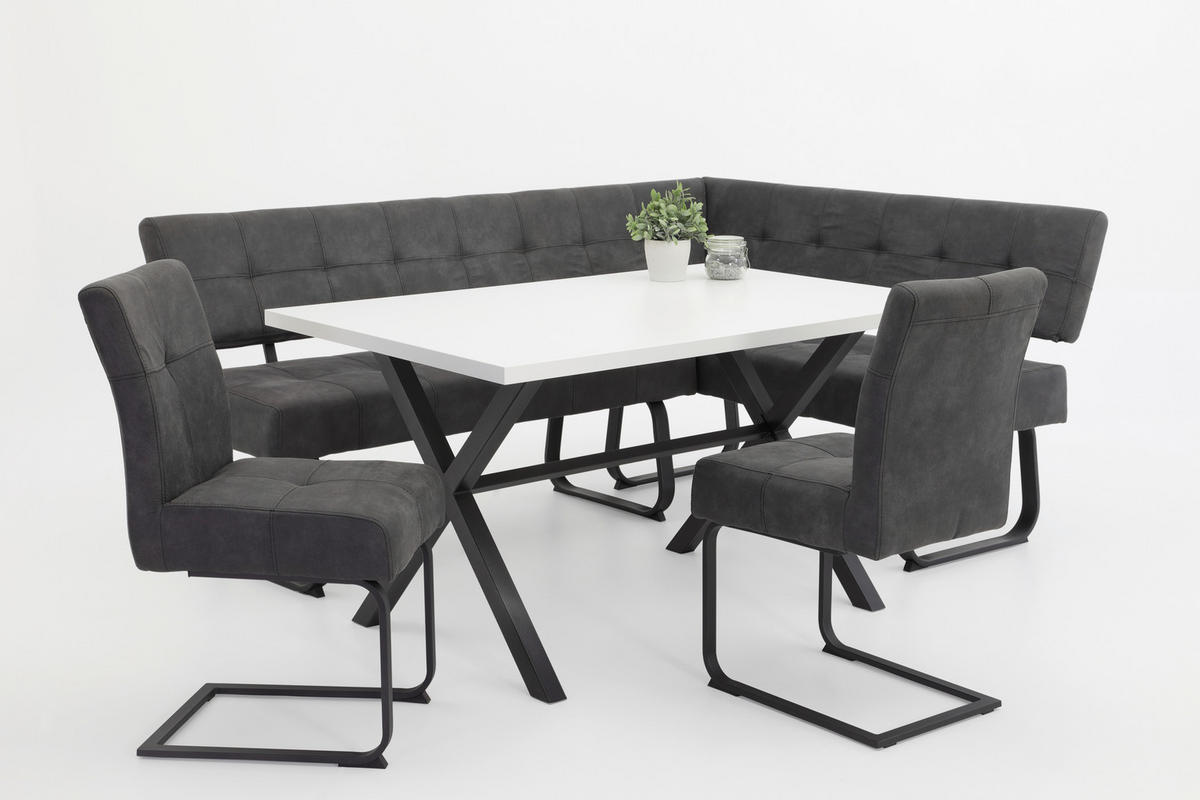 Eckbank LUISE LEB anthrazit Vintage Optik anthrazit B/H/T: ca. 202x92x152 cm LUISE LEB - anthrazit (202,00/92,00/152,00cm) - Hela