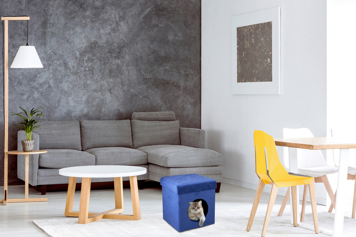 Katzenhaus blau Polyester B/H/L: ca. 34x36x34 cm Katzenhaus - blau (34,00/34,00/36,00cm)