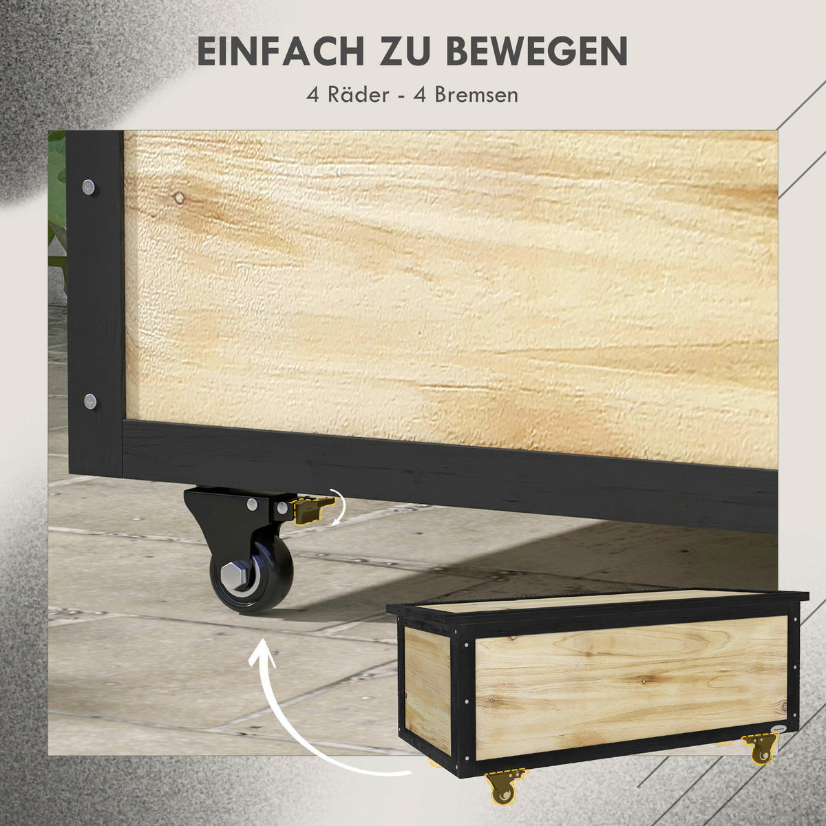 Outsunny Aufbewahrungsbox natur Polypropylen B/H/L: ca. 50x100x43 cm Aufbewahrungstruhe - natur (43,00/50,00/100,00cm) - Outsunny