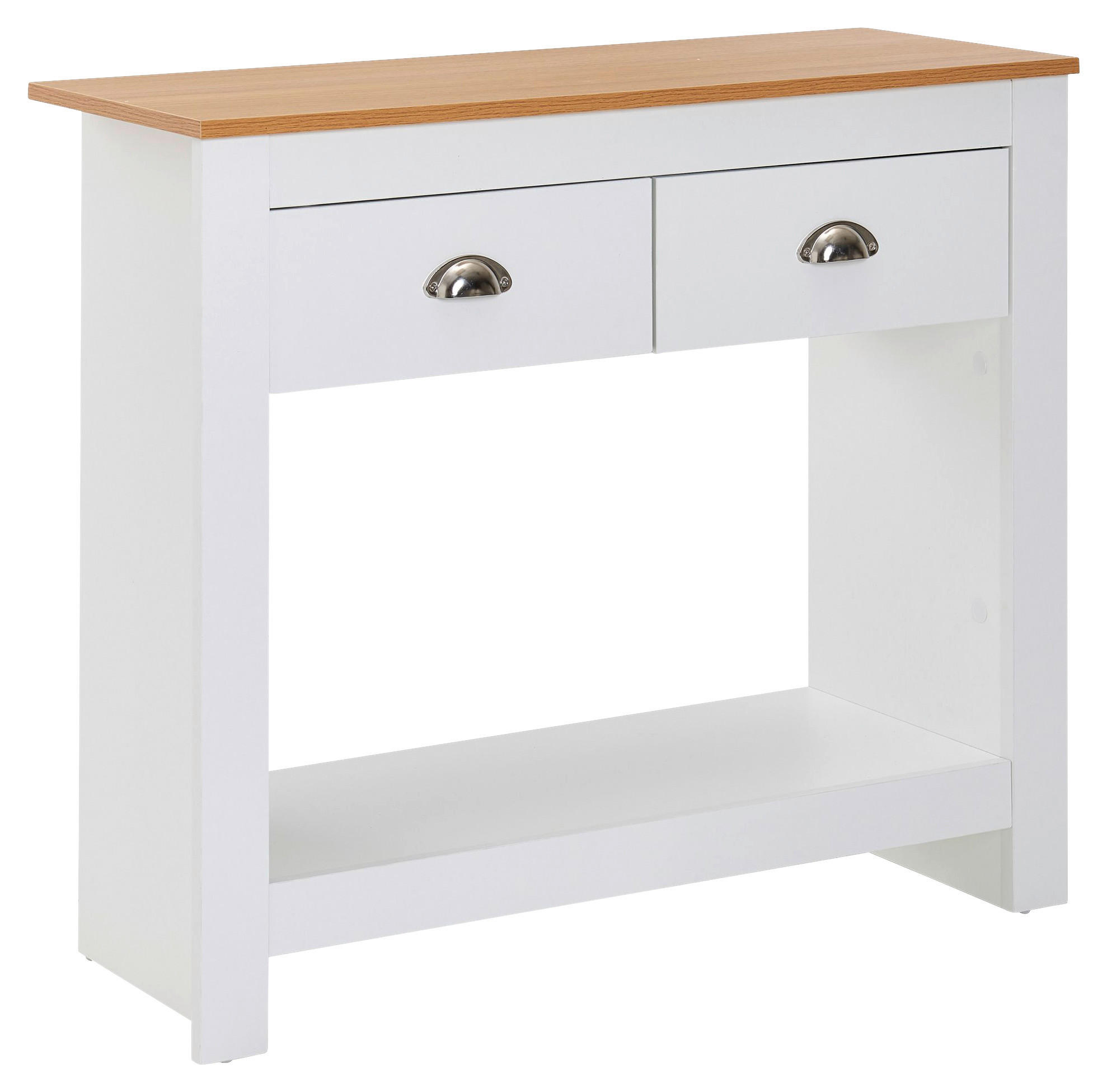 Konsolentisch natur beschichtet weiß beschichtet Holzwerkstoff Holzwerkstoff Aluminium B/H/T: ca. 85x76x35 cm Konsolentsich - weiß/natur (85,00/76,00/35,00cm) - Wohnling
