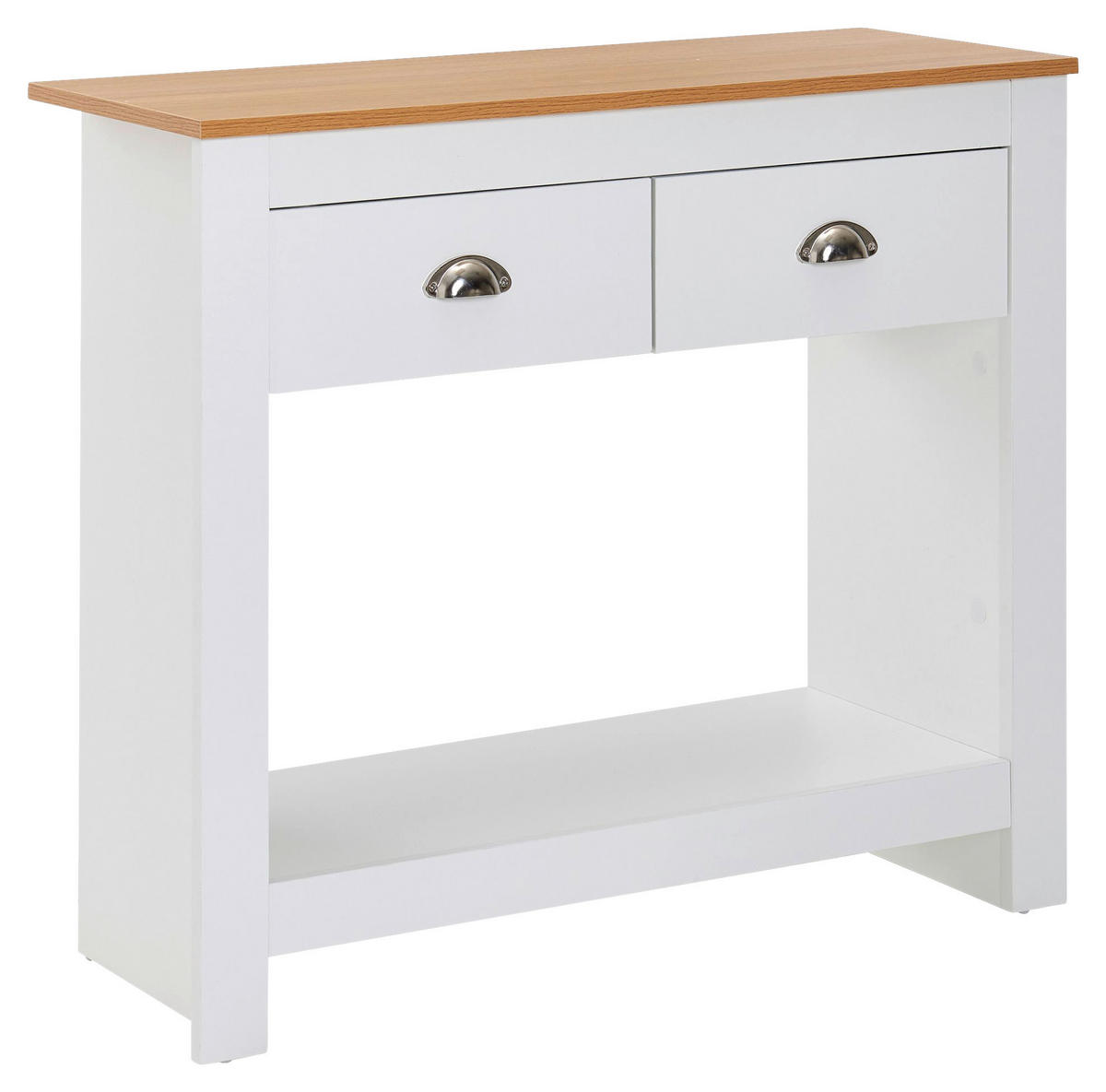 Konsolentisch natur beschichtet weiß beschichtet Holzwerkstoff Holzwerkstoff Aluminium B/H/T: ca. 85x76x35 cm Konsolentsich - weiß/natur (85,00/76,00/35,00cm) - Wohnling