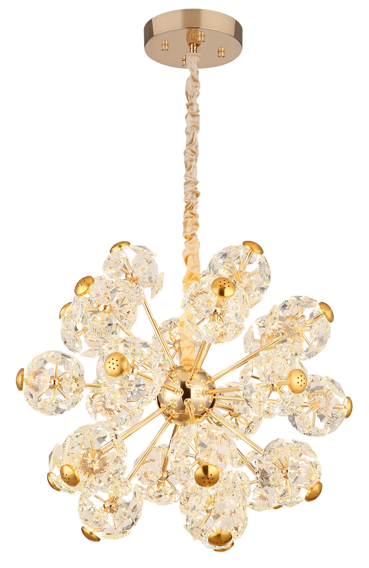 GLOBO Pendelleuchte gold klar Glas Metall H/D: ca. 125x50 cm 1.0 Brennstellen Floriella - gold/klar (50,00/125,00cm) - GLOBO