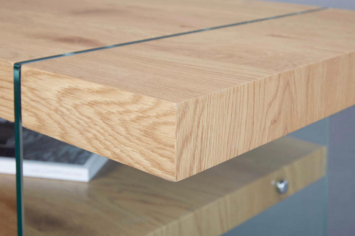Inter Link Couchtisch Benina Eiche Wild Holzwerkstoff Glas B/H/T: ca. 110x60x45,5 cm Benina - Eiche (110,00/60,00/45,50cm) - Inter Link