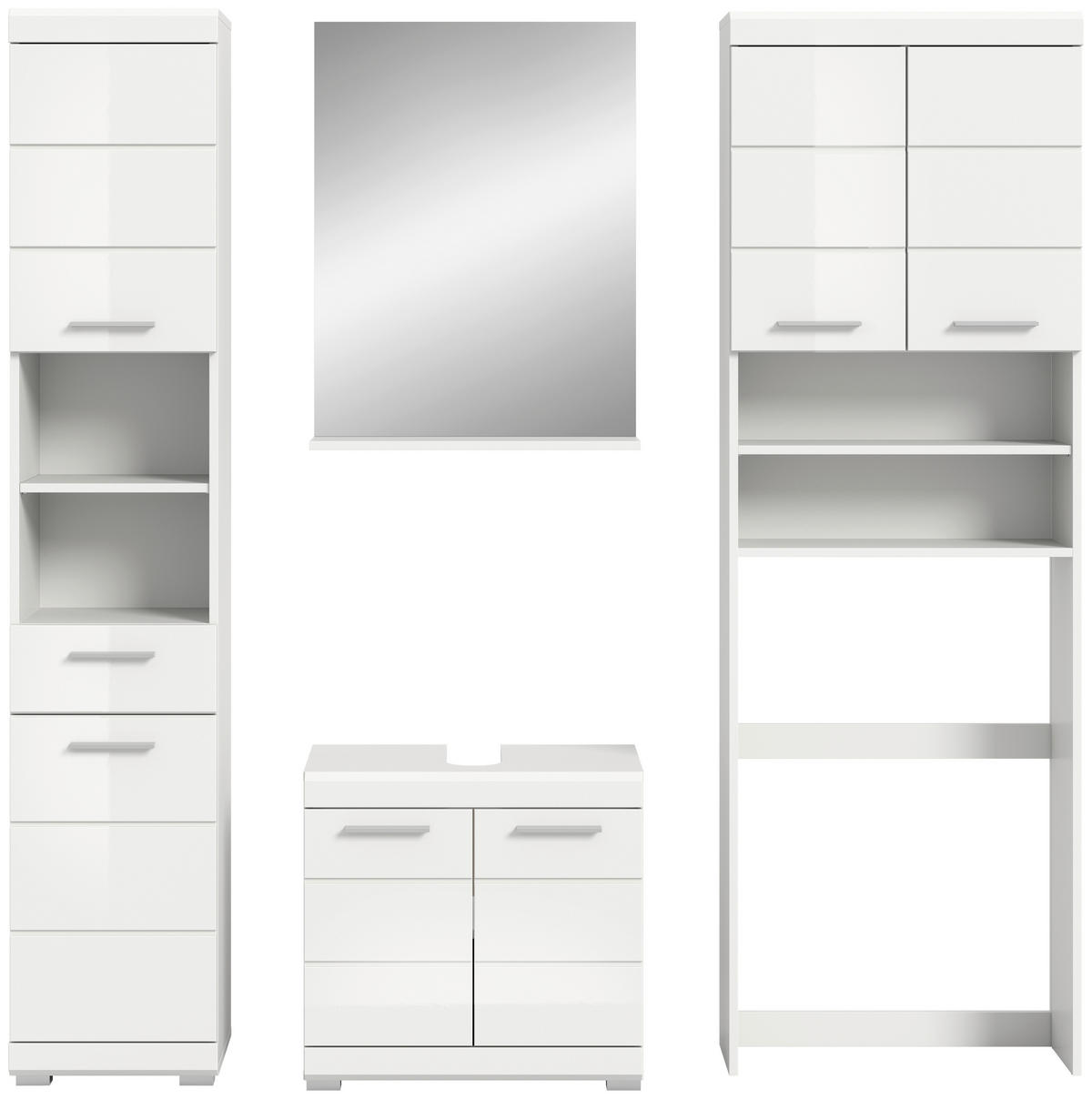 Badezimmer-Set Scout weiß weiß Hochglanz B/H/T: ca. 190x191x34 cm Scout - weiß (190,00/191,00/34,00cm) - xonox.home