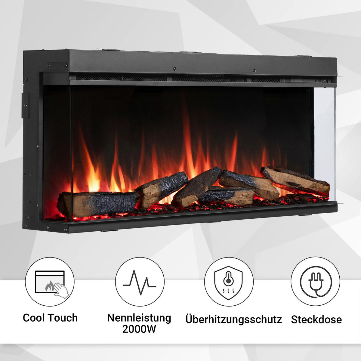 Balderia Elektrischer-Kamin EF408A Athena 44" schwarz B/H/T: ca. 113x50x21 cm ca. 1500 W Elektro-Kamin Athena 44" - schwarz (113,00/50,00/21,00cm) - Balderia
