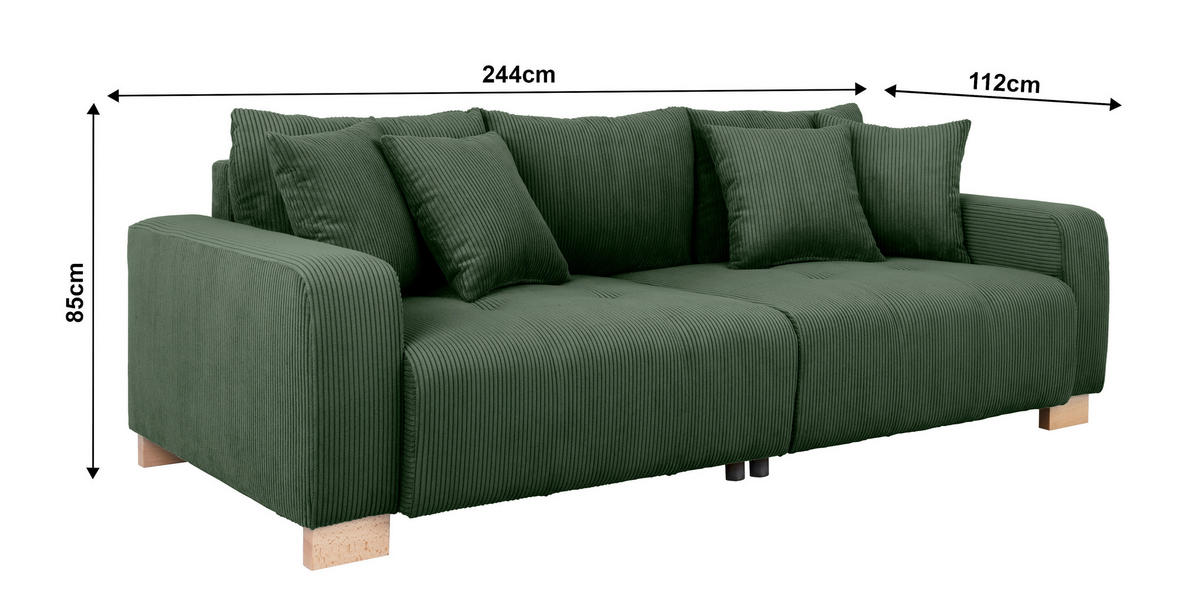 Big Sofa Alpha New grün Microfaser B/H/T: ca. 244x85x112 cm Alpha New - buche/grün (244,00/85,00/112,00cm)