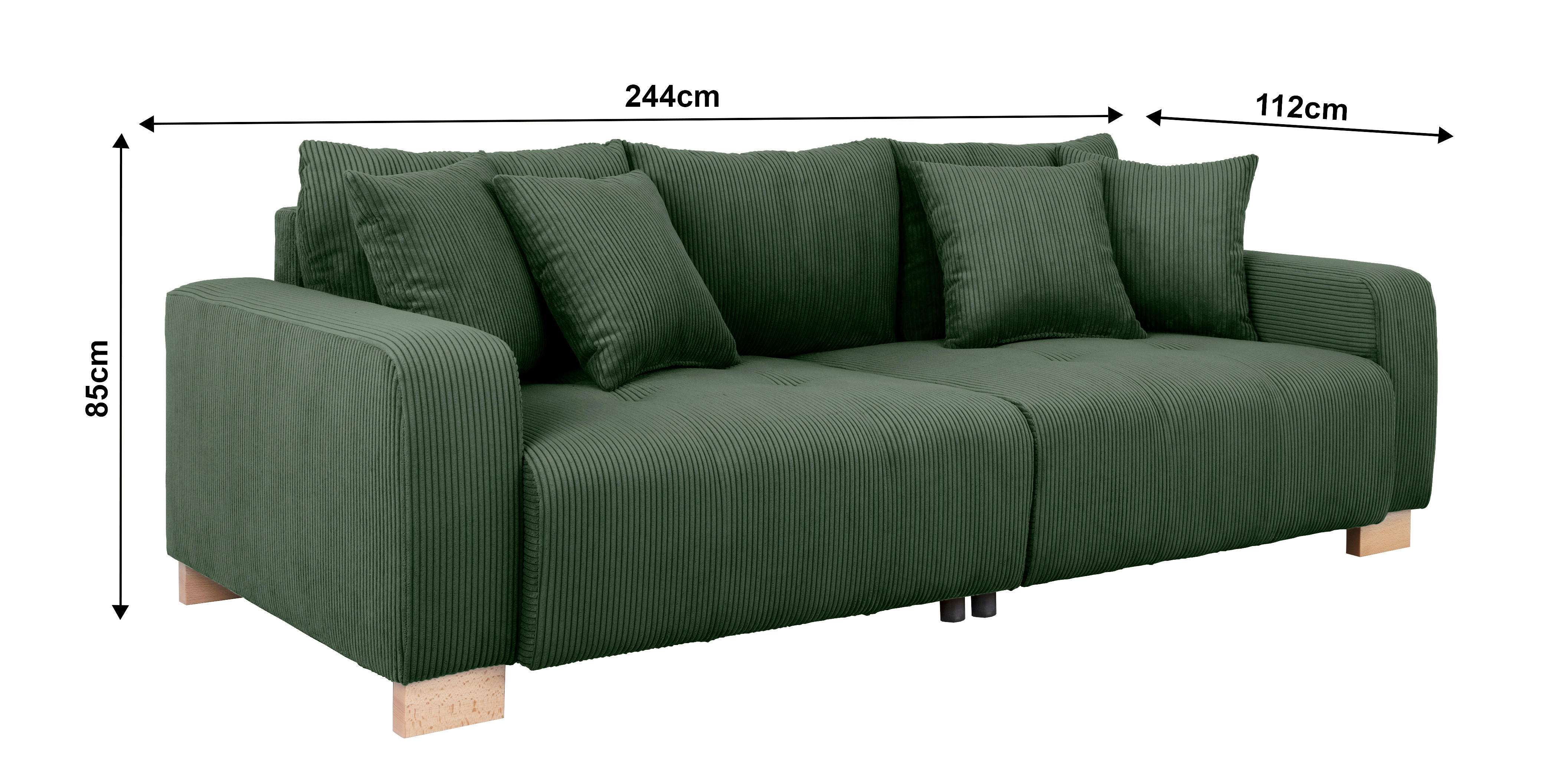 Thumbnail - Big Sofa Alpha New grün Microfaser B/H/T: ca. 244x85x112 cm